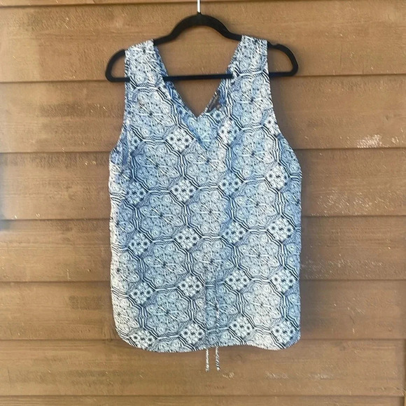 Banana Republic blue and gray design top with waist cinch size XL - Picture 1 of 5